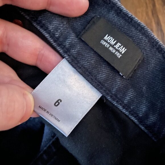 Express Women SZ 6 Blue Dark Wash Super High Rise Mom Denim Jeans - Picture 9 of 10